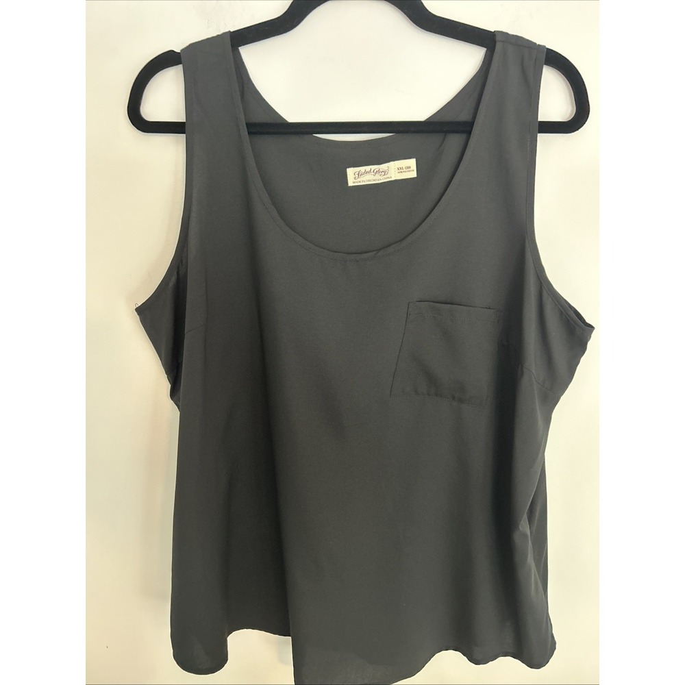 Faded Glory Women's XXL Black Sleeveless Blouse/Shell Front Pocket Polyester